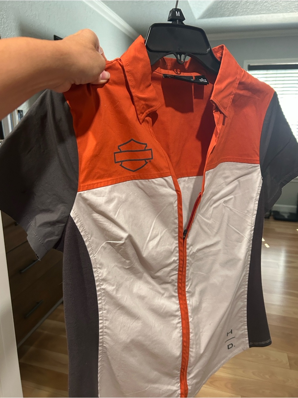 Harley-Davidson Women's Orange, White & Gray Zip Riding Shirt